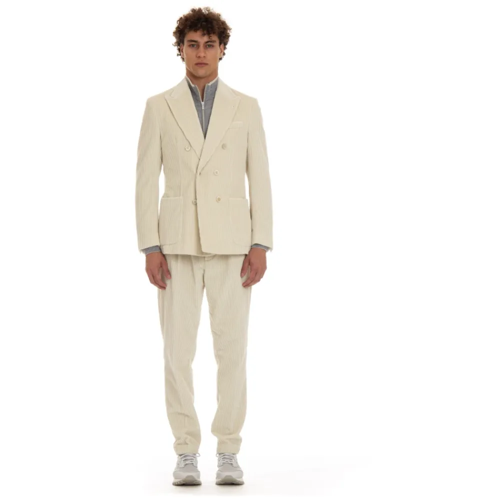 Heren Eleventy Kostuums^Velvet Double-Breasted Jas