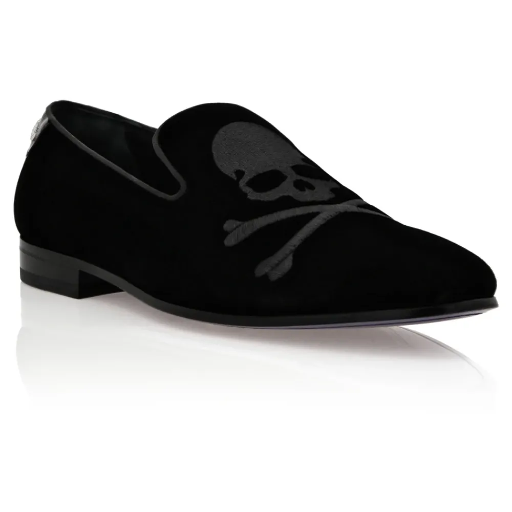 Heren Philipp Plein Velvet Loafers Skull&Bones