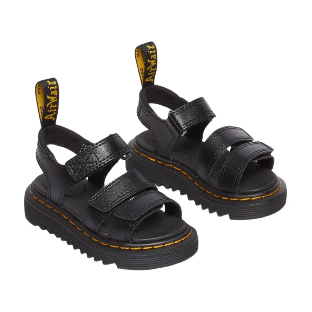 Dr. Martens Sandalen^Verstelbare leren sandalen met klittenbandsluiting