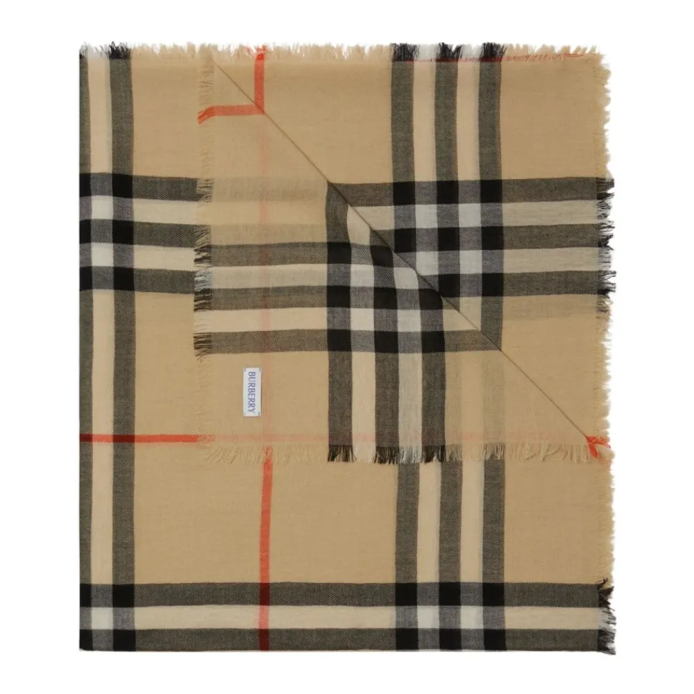 DAMES Burberry Sjaals^Vintage Check Wollen Sjaal Rafelrand