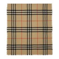 DAMES Burberry Sjaals^Vintage Check Wollen Sjaal Rafelrand