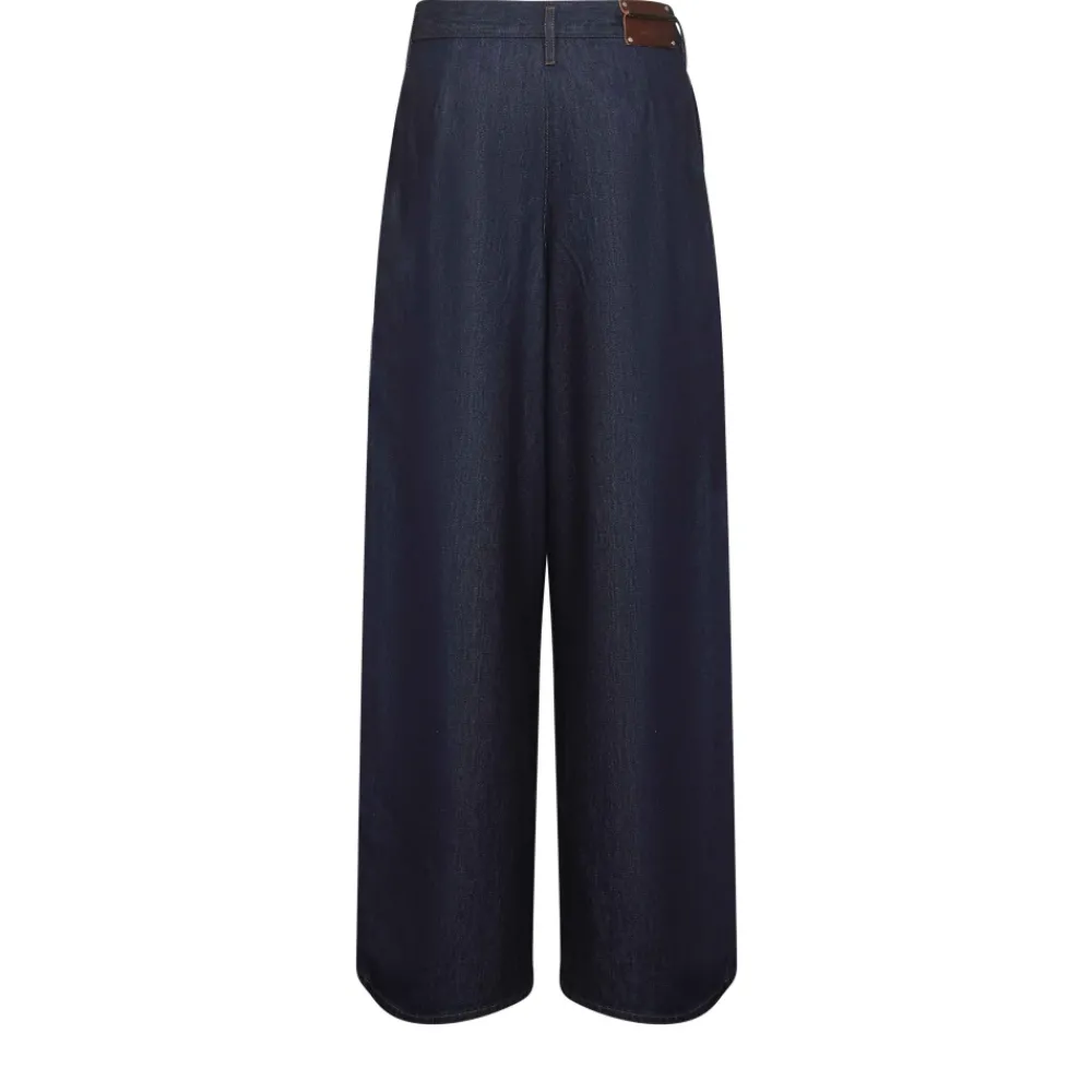 DAMES Dries Van Noten Jeans^Wijde Indigo Denim Jeans
