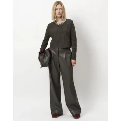 DAMES Dante 6 Wijde Pijp Nep Leren Broek