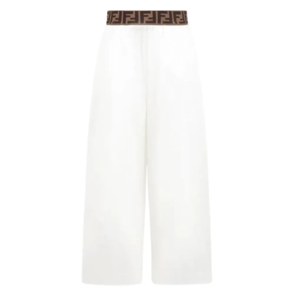 Fendi Wijde Pijpen Broek met Logo Tailleband