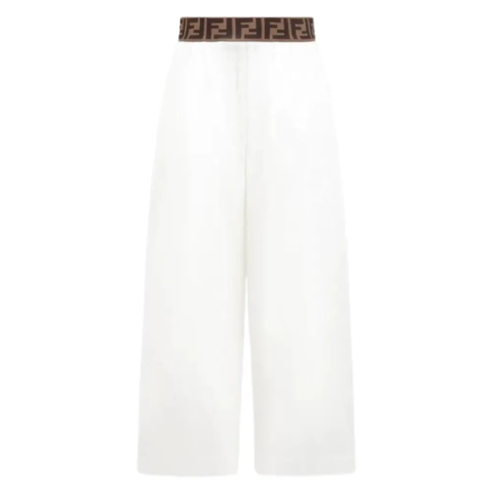 Fendi Wijde Pijpen Broek met Logo Tailleband