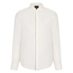 Heren Emporio Armani linnen overhemd met contrasterend logo