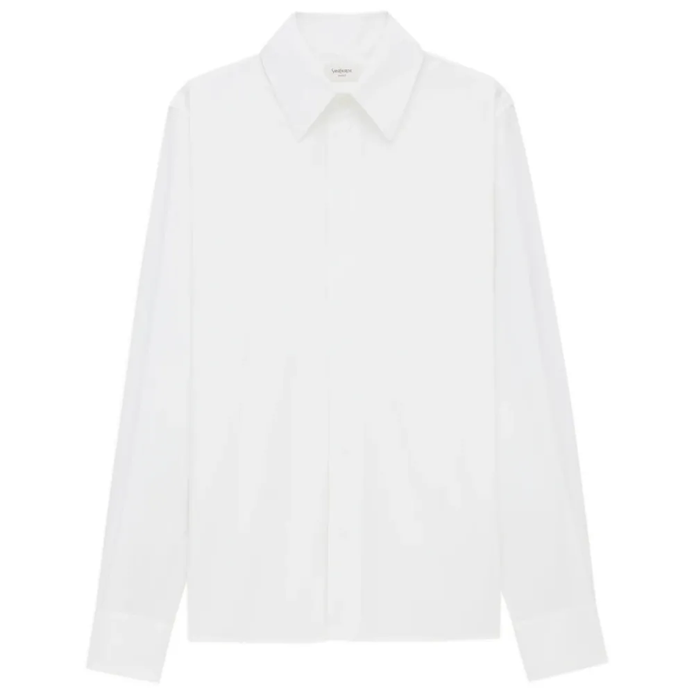 Heren Saint Laurent Overhemden^te Button-Up Shirt met Cassandre Borduursel