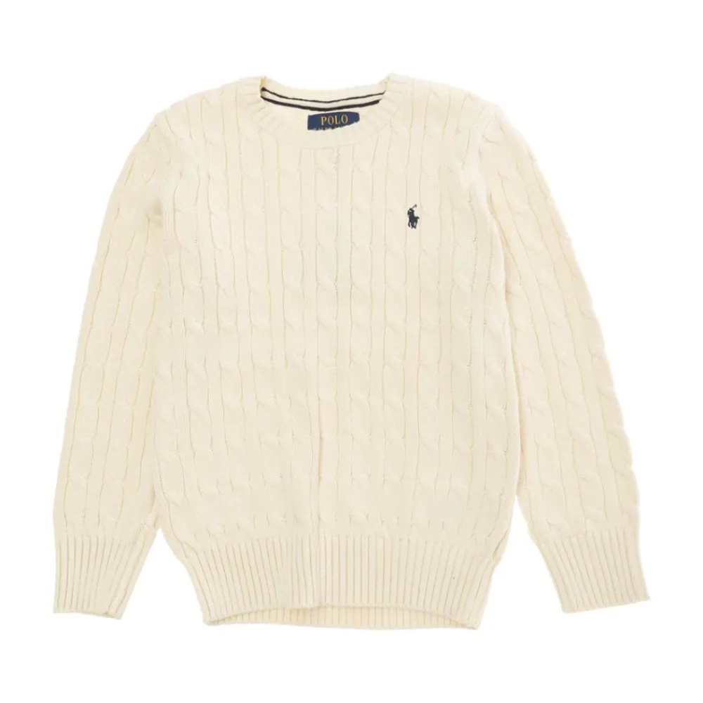 Polo Ralph Lauren Bovenkleding^Witte Cable Knit Sweater met Pony Borduurwerk