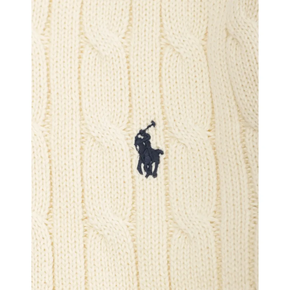 Polo Ralph Lauren Bovenkleding^Witte Cable Knit Sweater met Pony Borduurwerk