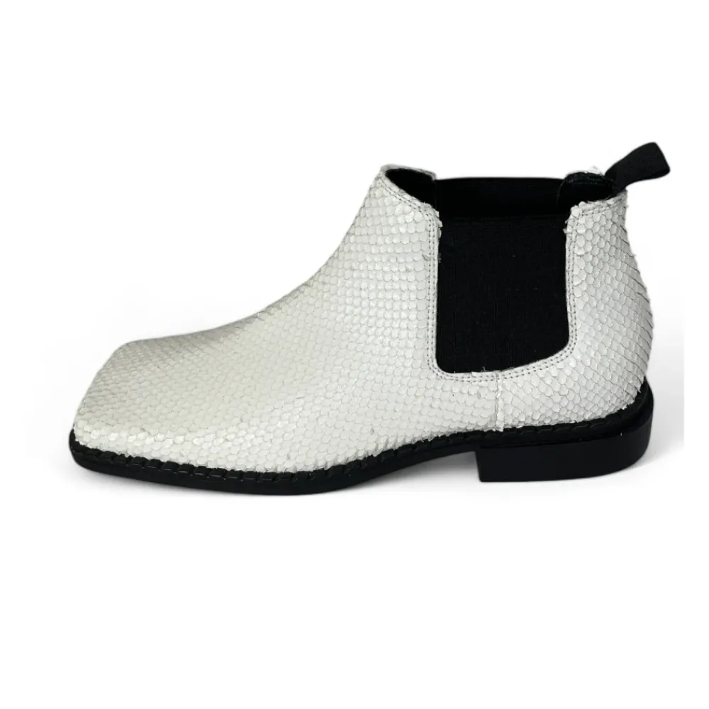 DAMES Vic Matié Chelseaboots^te leren enkellaars reptielpatroon