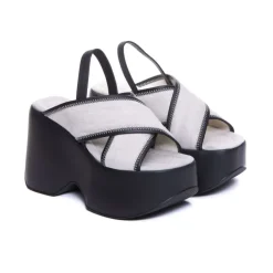 DAMES Vic Matié Witte Slingback Crossover Strap Sandalen