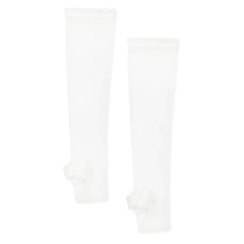 Monnalisa te Tule Handschoenen met Bloemenapplicatie