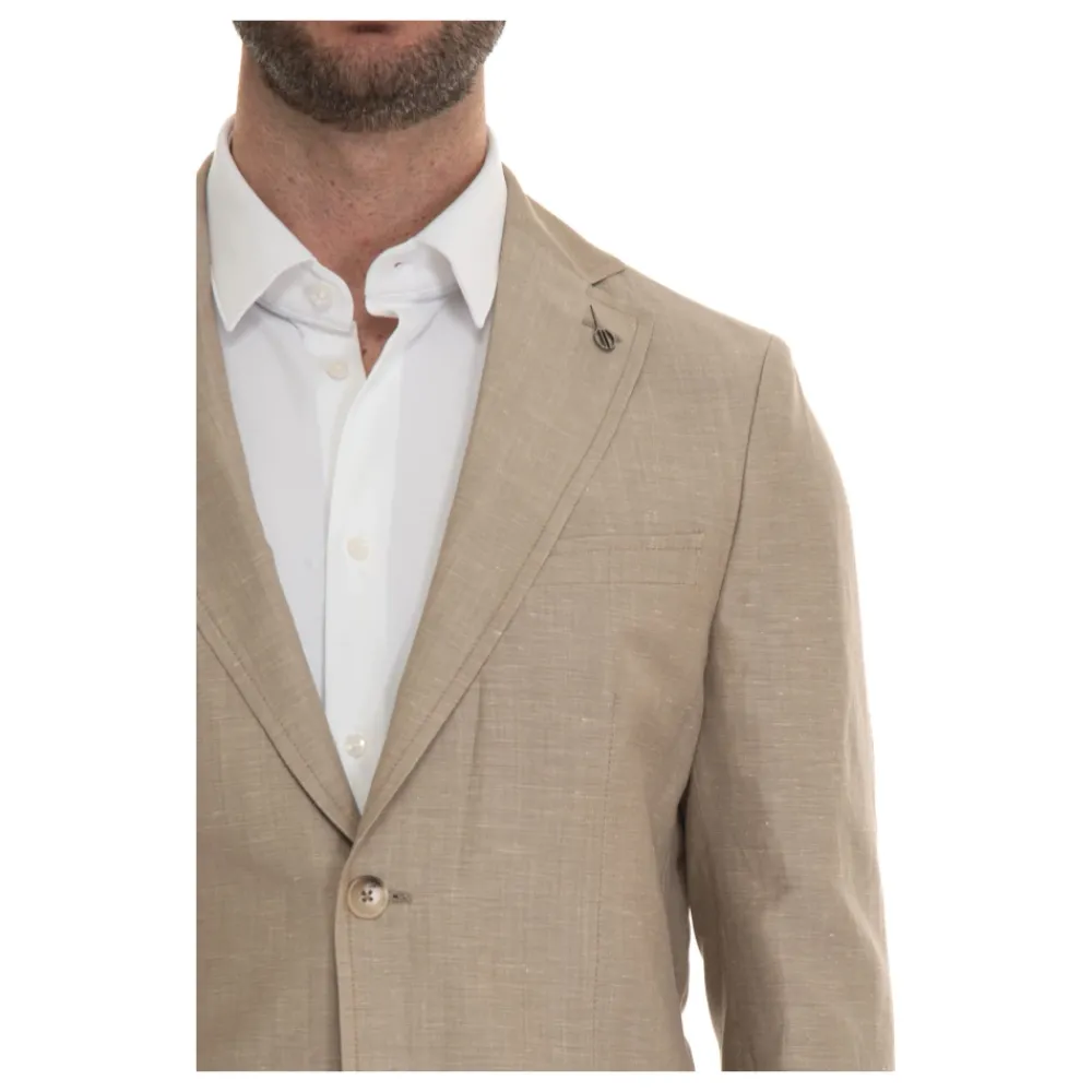 Heren Paoloni Wollen Linnen Jas met Zakken