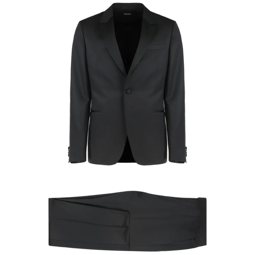 Heren Zegna Kostuums^Wollen pak met mohair, tweedelig