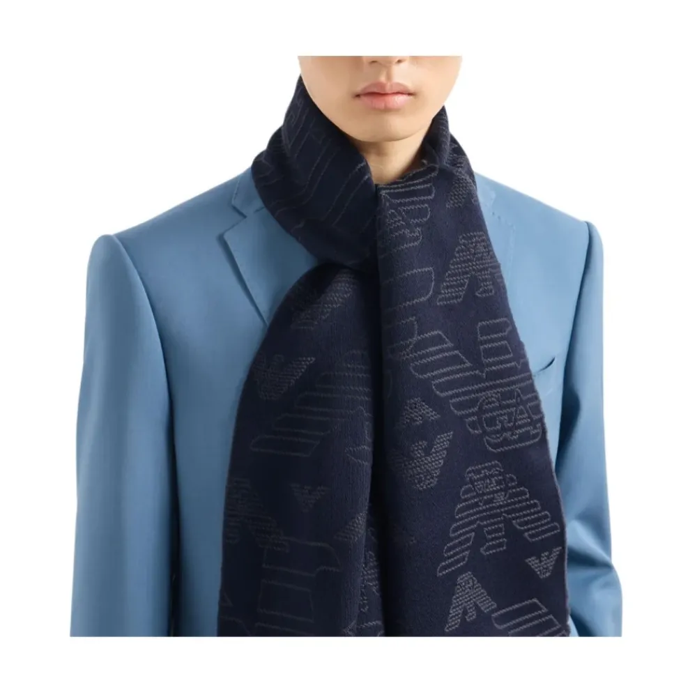 DAMES Emporio Armani Wollen sjaal met jacquard adelaar over het hele oppervlak