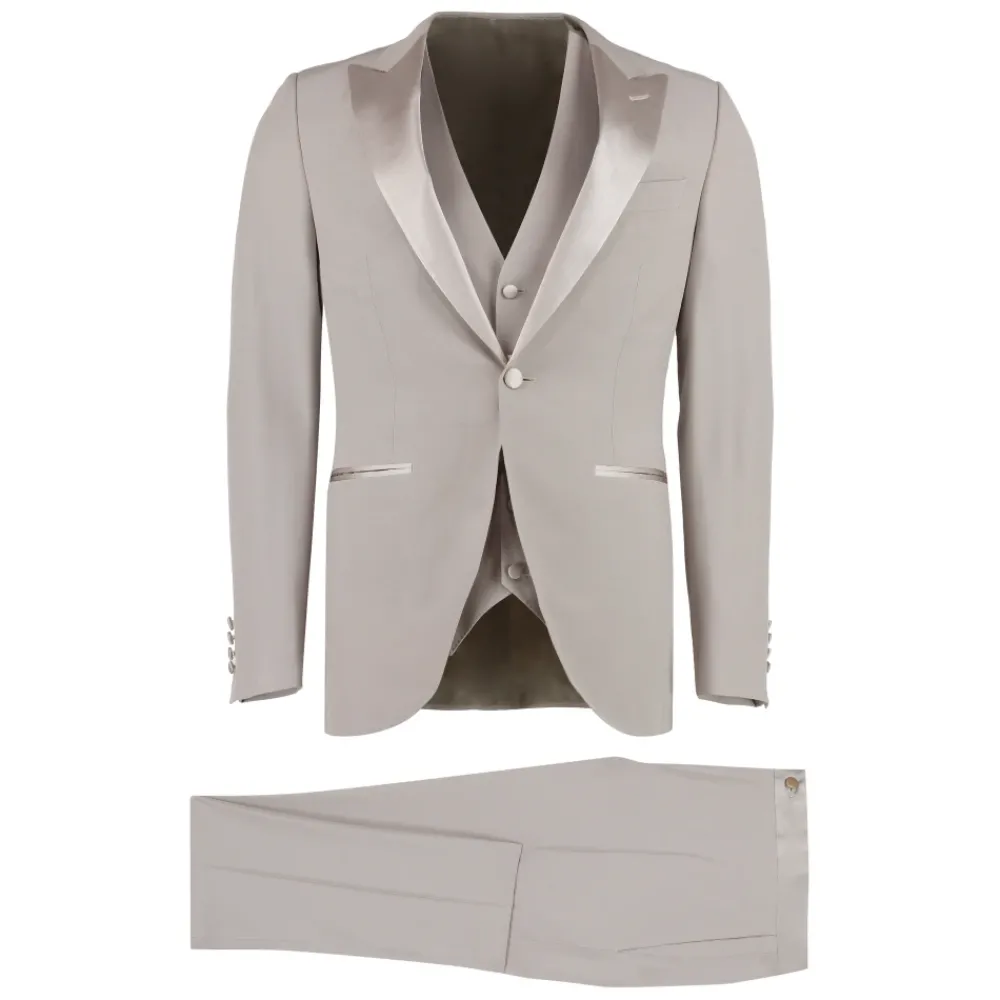 Heren Canali Kostuums^Wollen Tweedelig Pak