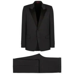 Heren Gucci Kostuums^Wollen Tweedelig Pak met Satijnen Kraag