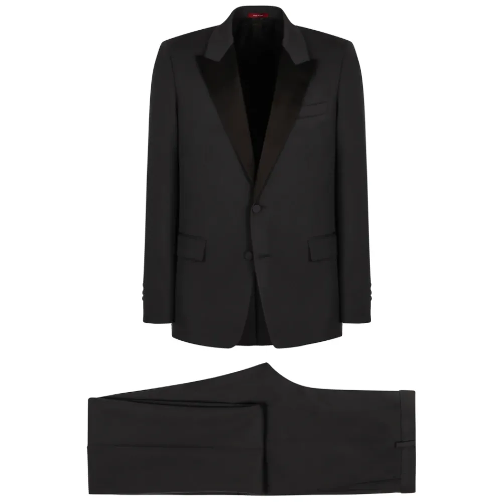 Heren Gucci Kostuums^Wollen Tweedelig Pak met Satijnen Kraag