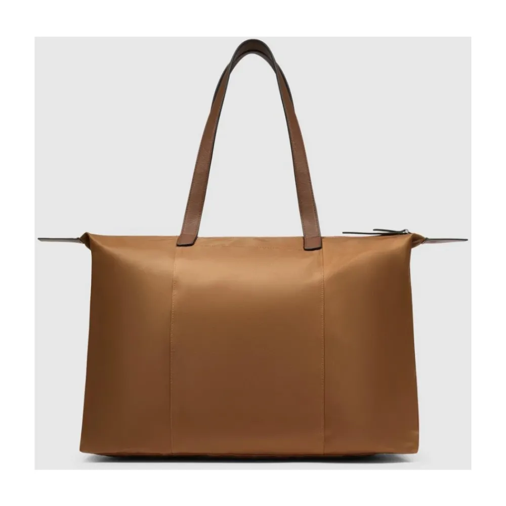 DAMES Piquadro Laptoptassen^Women's foldable laptop bag in fabric and leather