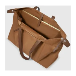 DAMES Piquadro Laptoptassen^Women's foldable laptop bag in fabric and leather