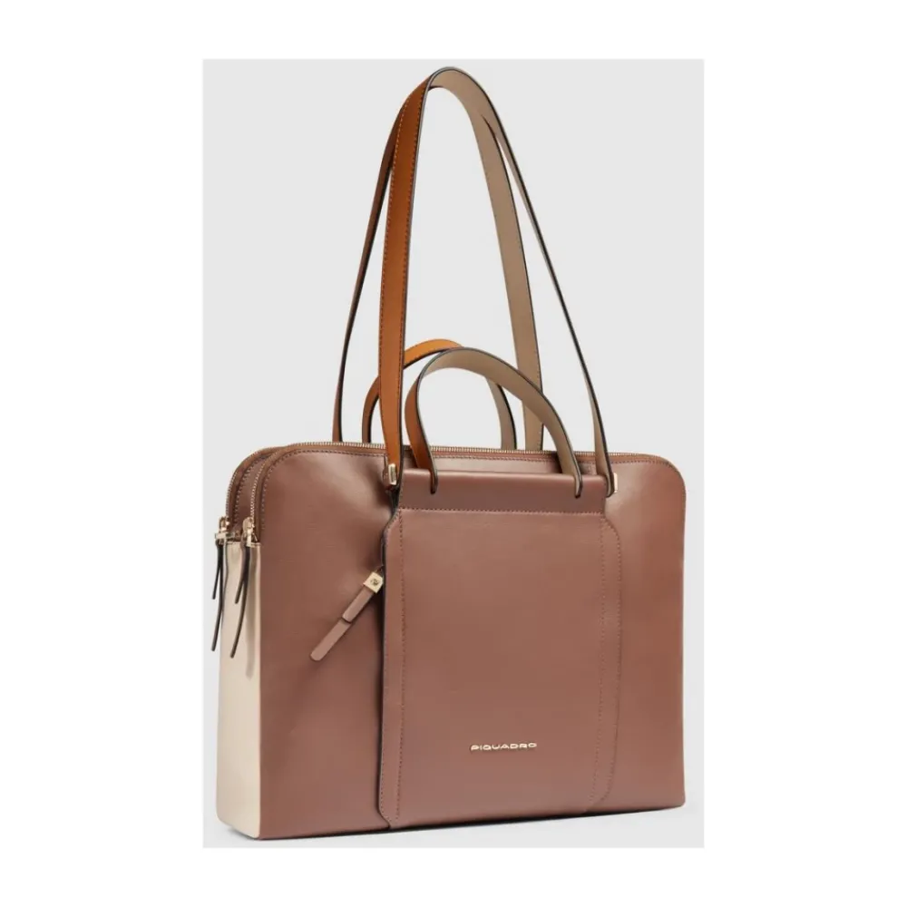 DAMES Piquadro Laptoptassen^Women's laptop and Pad® bag with two dividers,RFID and shock absorbing protection