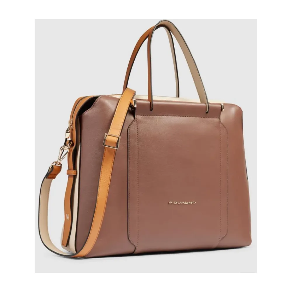 DAMES Piquadro Women's laptop and Pad® bag with two dividers,RFID and shock absorbing protection