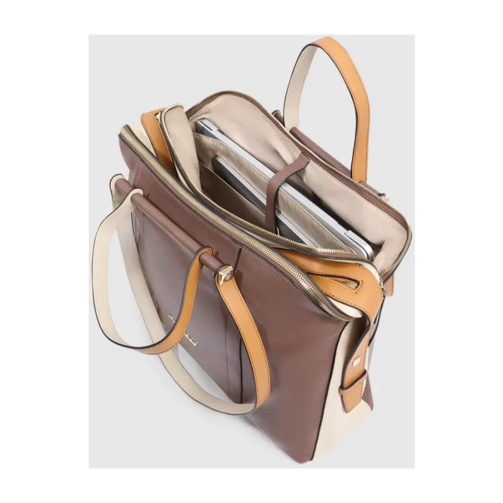 DAMES Piquadro Laptoptassen^Women's laptop tote with iPad® compartment and shock absorbing protection