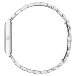 DAMES Gucci Horloges^YA127504 - G-Frame Stalen kast, zwarte wijzerplaat met 3 diamanten, stalen armband