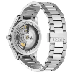 DAMES Gucci Horloges^YA1264130 - Stalen kast, e onyx steendial met bijen, stalen armband