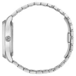 DAMES Gucci Horloges^YA1264130 - Stalen kast, e onyx steendial met bijen, stalen armband