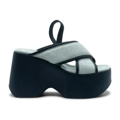 DAMES Vic Matié Sleehakken^Yoko Slipper Zandkleurig/Zwart Denim