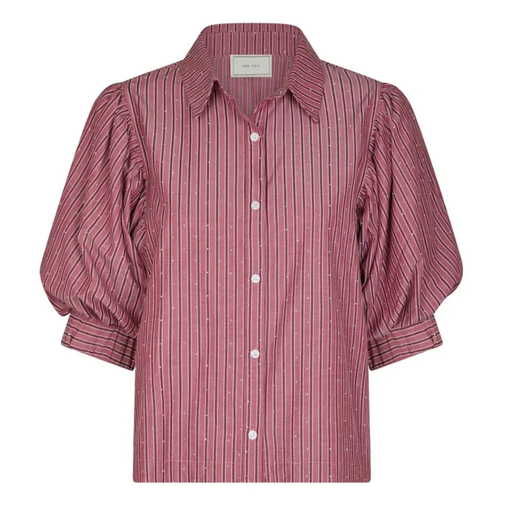 DAMES Neo Noir Blouses^Zachte Streep Donker Stijlvolle Top