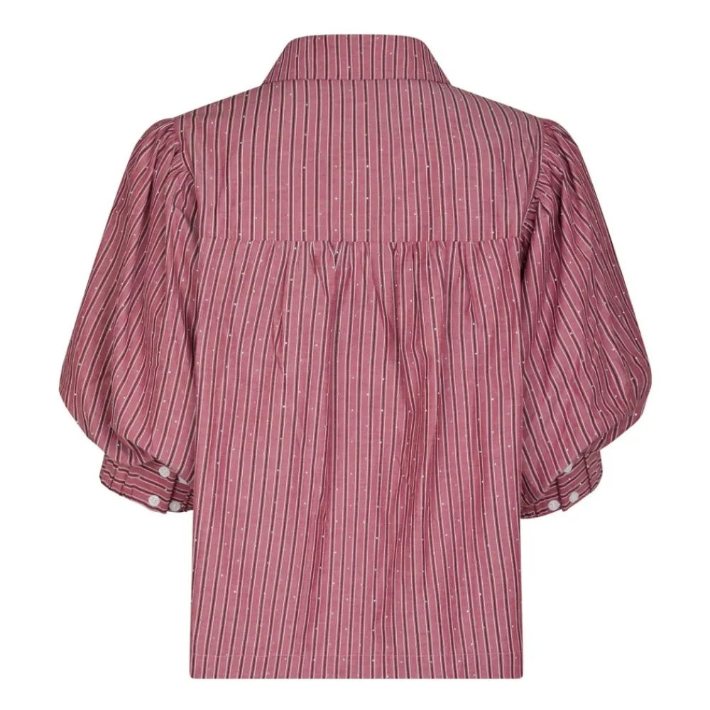 DAMES Neo Noir Blouses^Zachte Streep Donker Stijlvolle Top