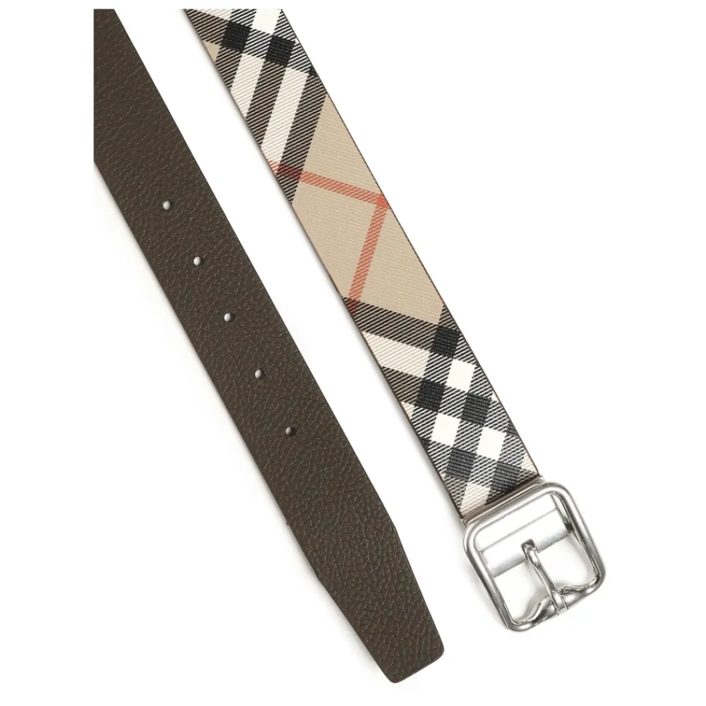 Heren Burberry Zand Riem met Palladium Gesp