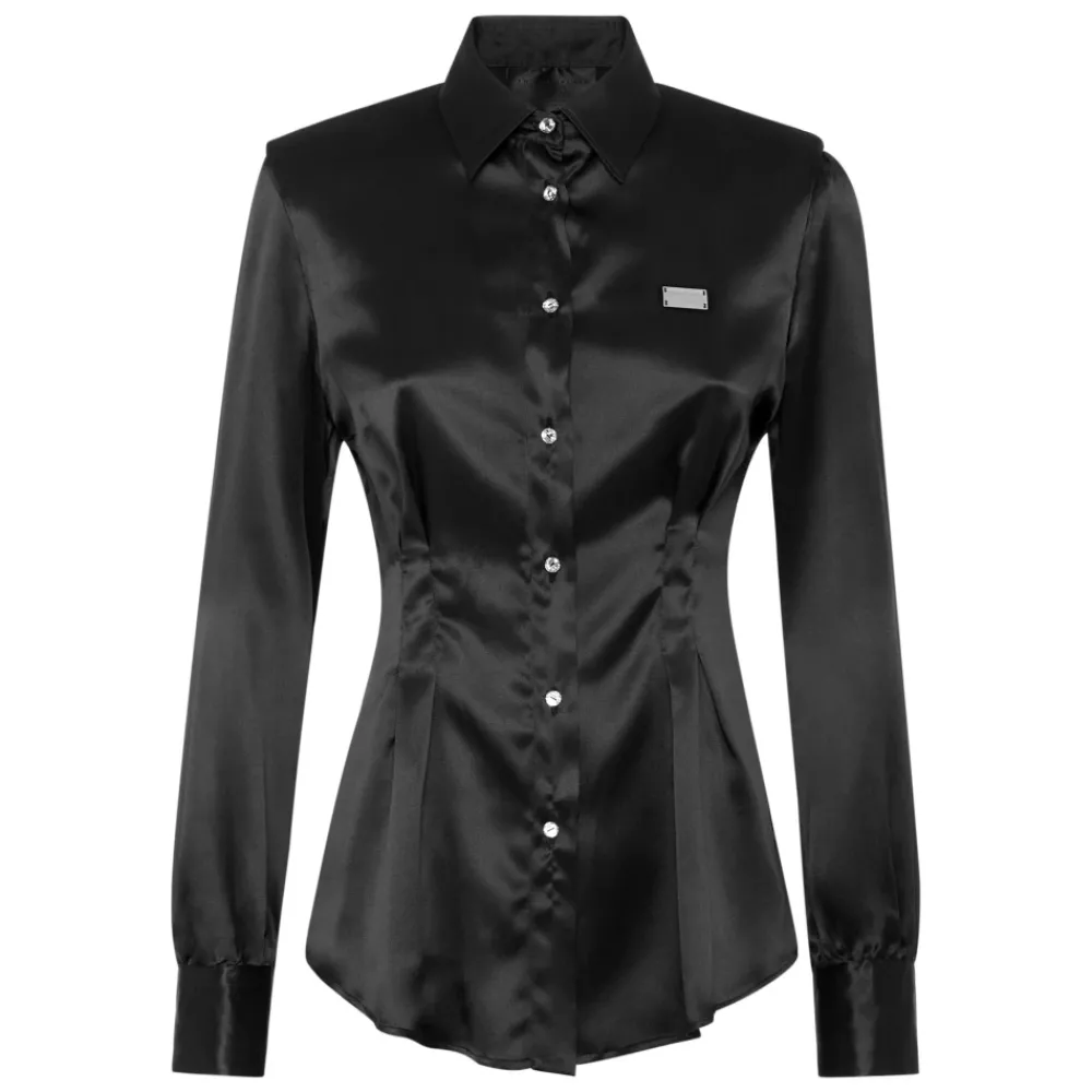 DAMES Philipp Plein Zijden Blouse met Gevulde Schouders