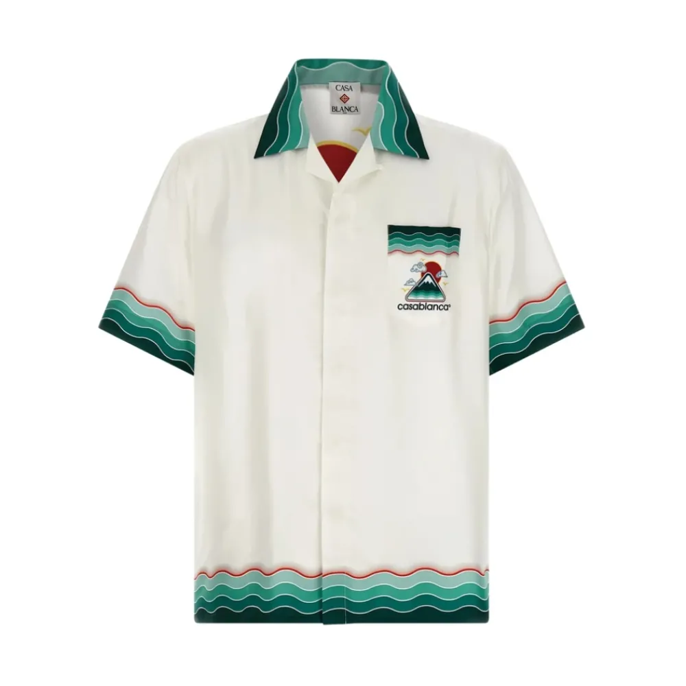 Heren Casablanca Zijden Golfprint Overhemd Korte Mouwen