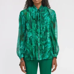 DAMES Roberto Cavalli Zijden Malachiet Print Blouse