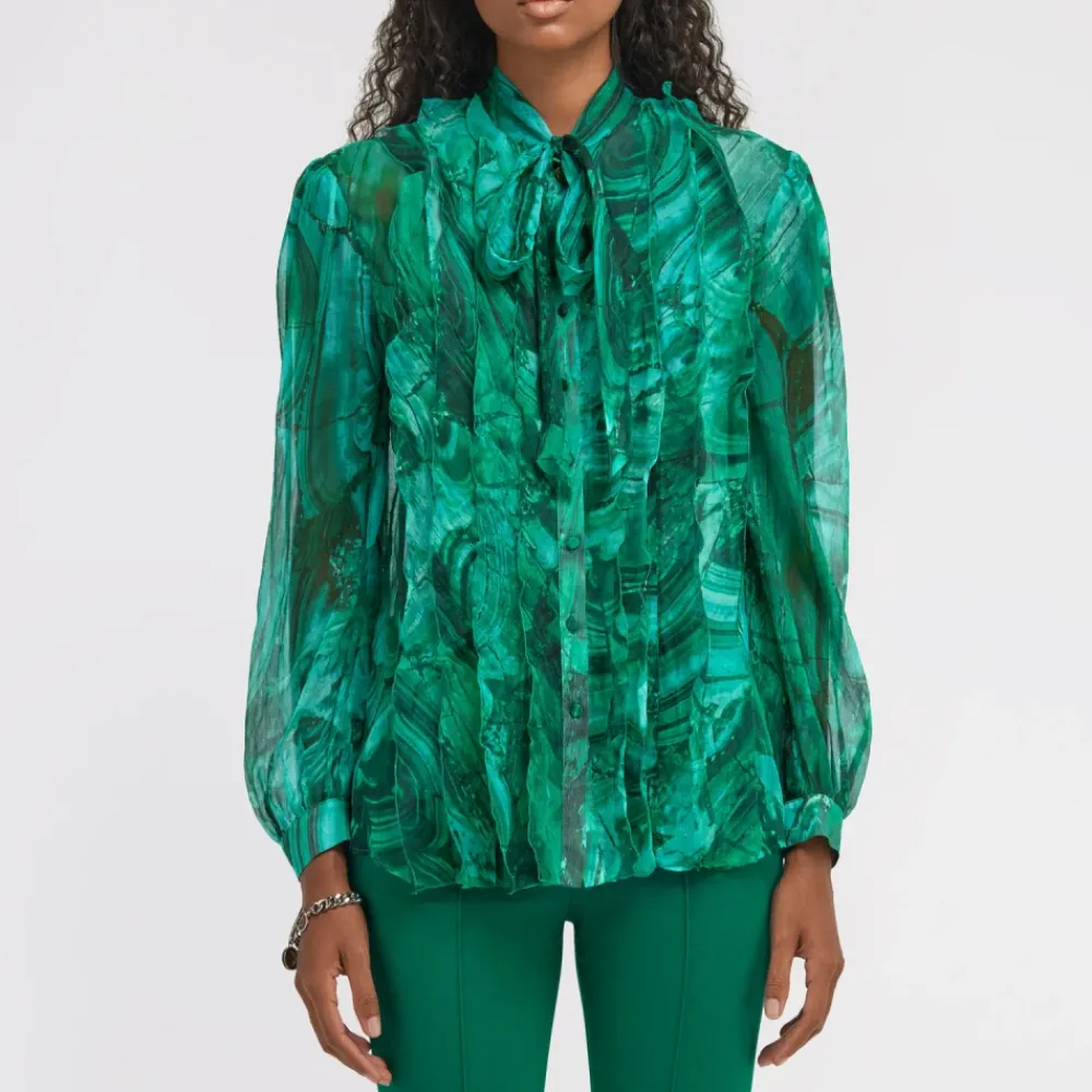 DAMES Roberto Cavalli Zijden Malachiet Print Blouse