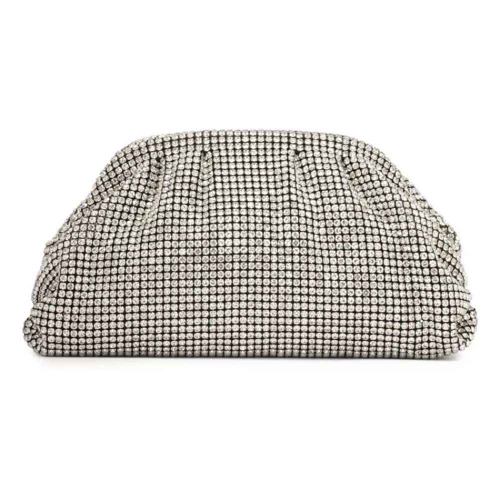 DAMES Kazar Clutches^Zilveren avondtas met zirkonen