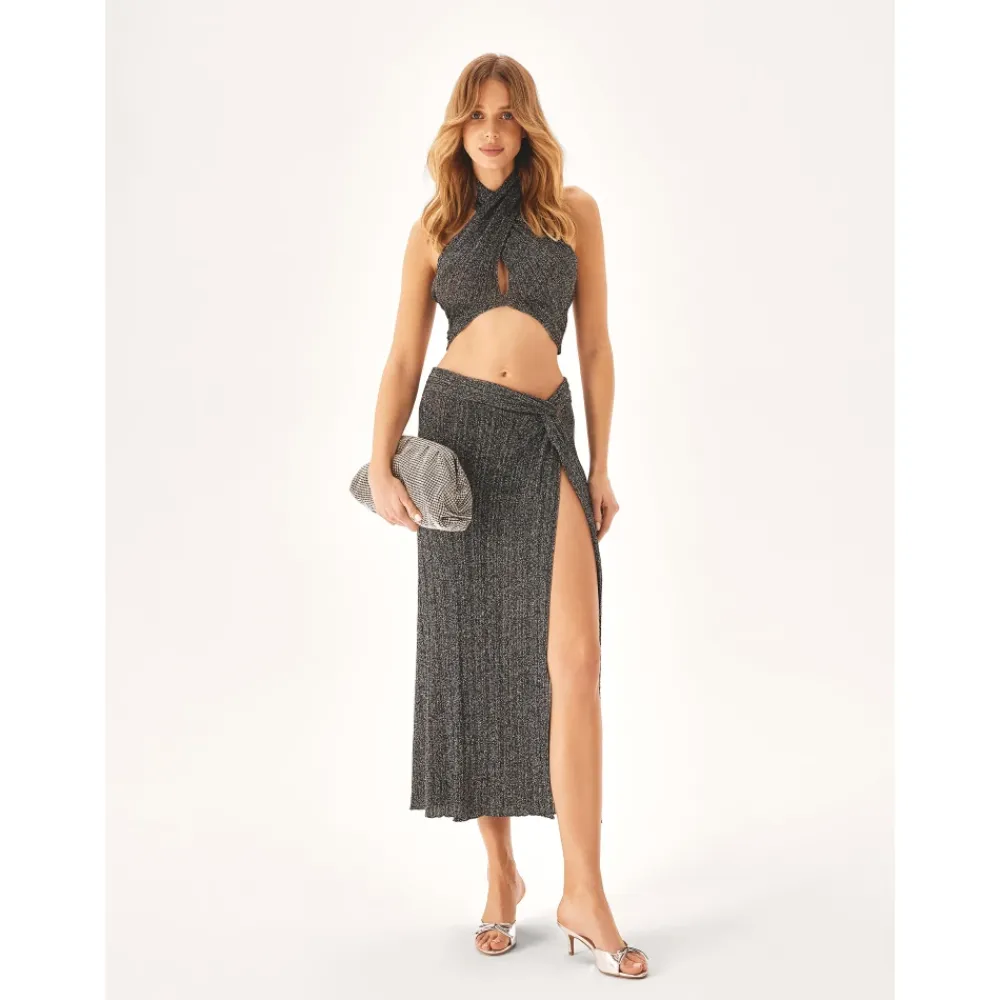 DAMES Kazar Clutches^Zilveren avondtas met zirkonen