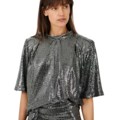 DAMES Isabel Marant Zilveren Blouse met Hoge Hals