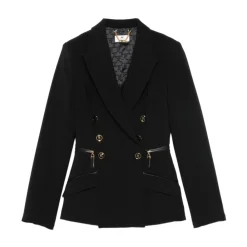 DAMES Elisabetta Franchi Jassen^Double-Breasted Jas Gouden Knopen