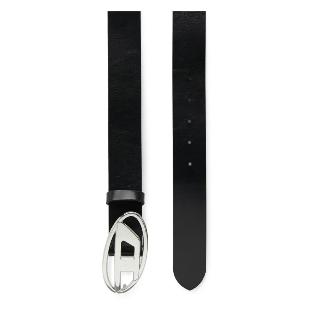 DAMES Diesel Kalfsleer Logo-Gesp Riem