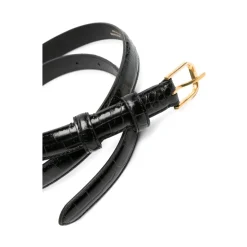 DAMES Nili Lotan Krokodillenleren Riem met Goudkleurige Gesp