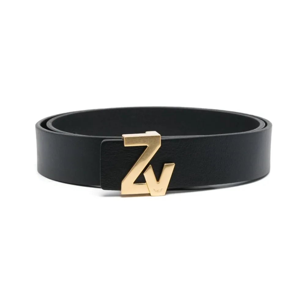 DAMES Zadig & Voltaire Riemen^Leren Riem met Gouden Hardware