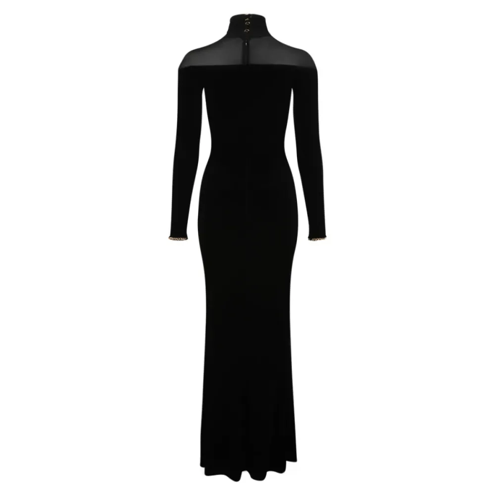 DAMES Elisabetta Franchi Velvet Mesh-Insert Maxi Jurk