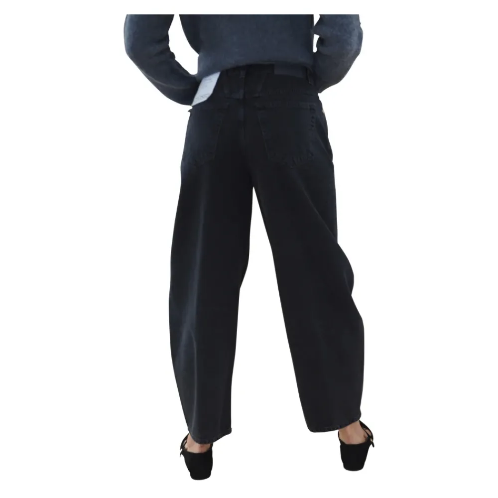 DAMES Closed Zwarte Barrel Fit Cropped Jeans