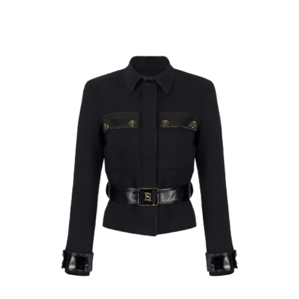 DAMES Elisabetta Franchi Jassen^e dubbele crêpe jas met toggles