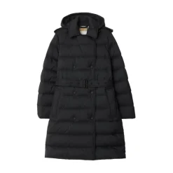 DAMES Burberry e dubbelrijige jas met afneembare capuchon