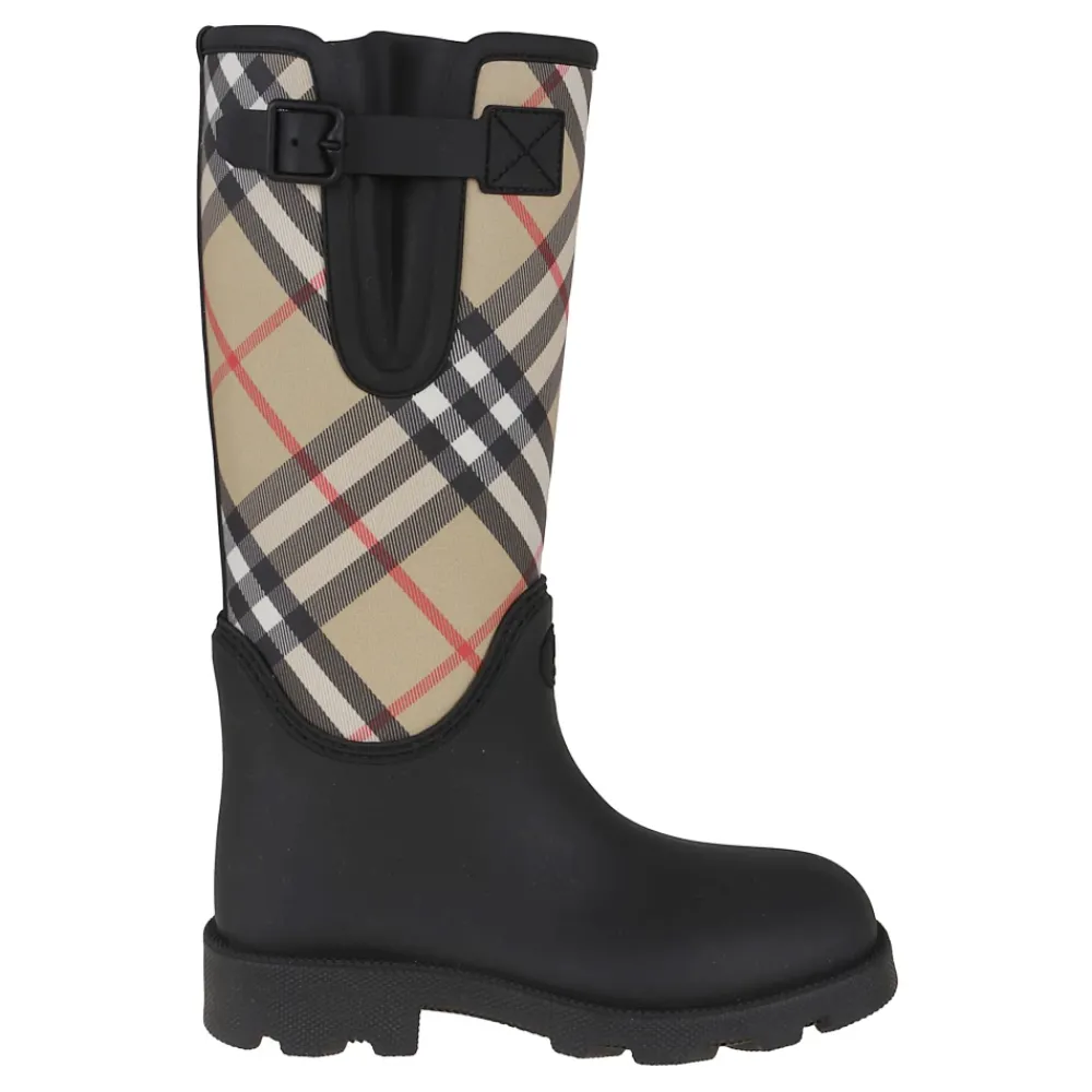 DAMES Burberry Laarzen^Zwarte enkellaarsjes met ruiterontwerp